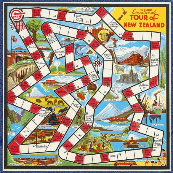 Tour of New Zealand game designed by Dudley Bain, 1950s